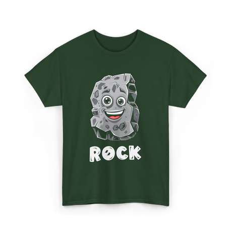 Rock Cartoon Character Rock T-Shirt - Forest Green