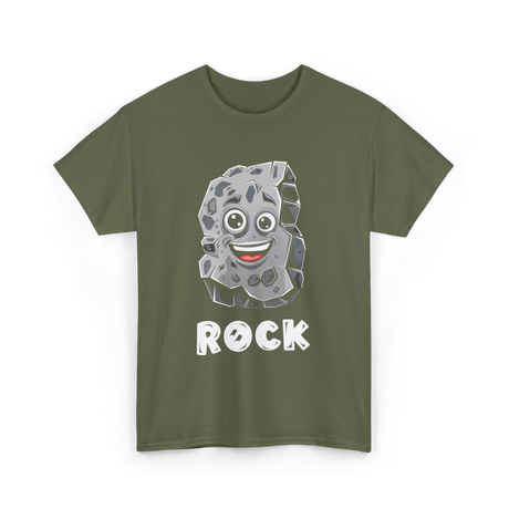 Rock Cartoon Character Rock T-Shirt - Military Green