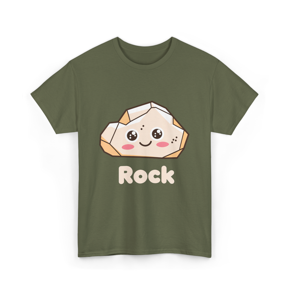Rock Cute Character T-Shirt - Military Green