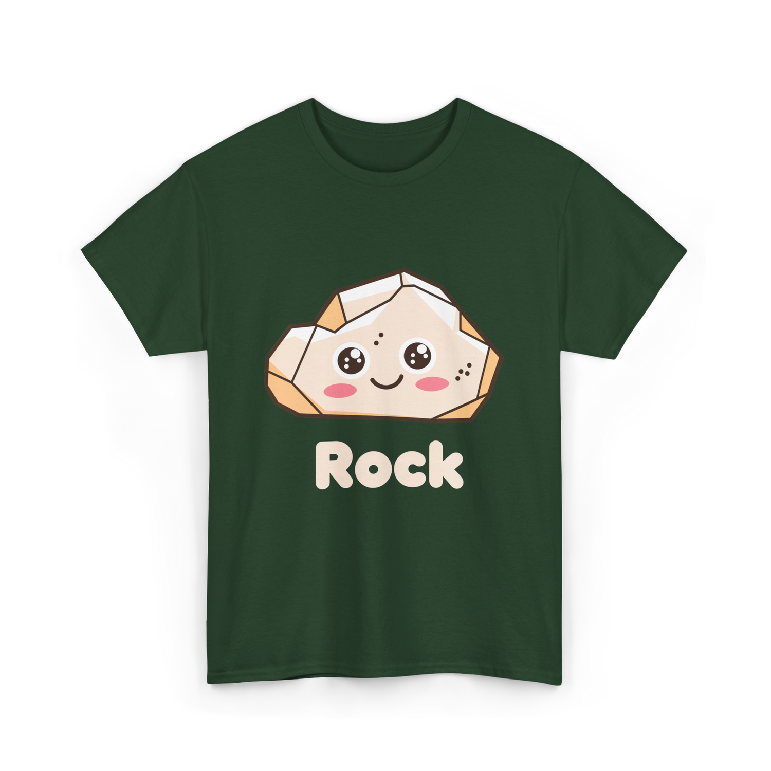 Rock Cute Character T-Shirt - Forest Green