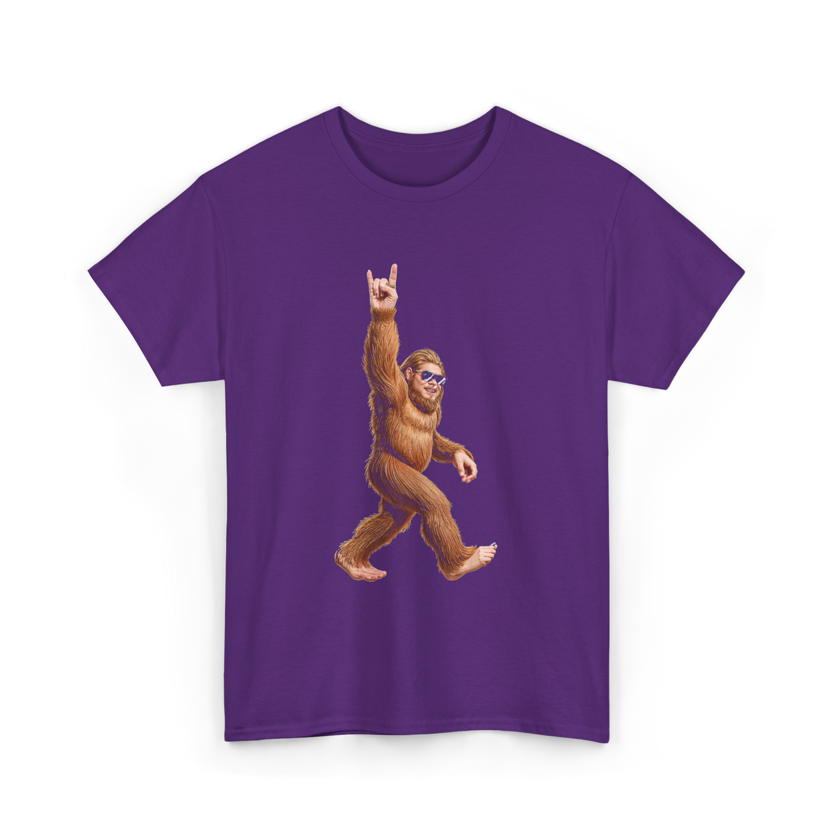 Rock On Bigfoot Sasquatch Rock Music T-Shirt - Purple