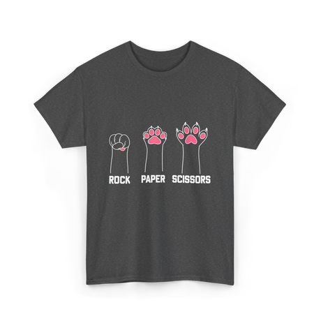 Rock Paper Scissors Cat Paw Game T-Shirt - Dark Heather