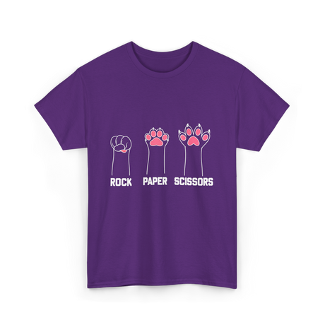 Rock Paper Scissors Cat Paw Game T-Shirt - Purple