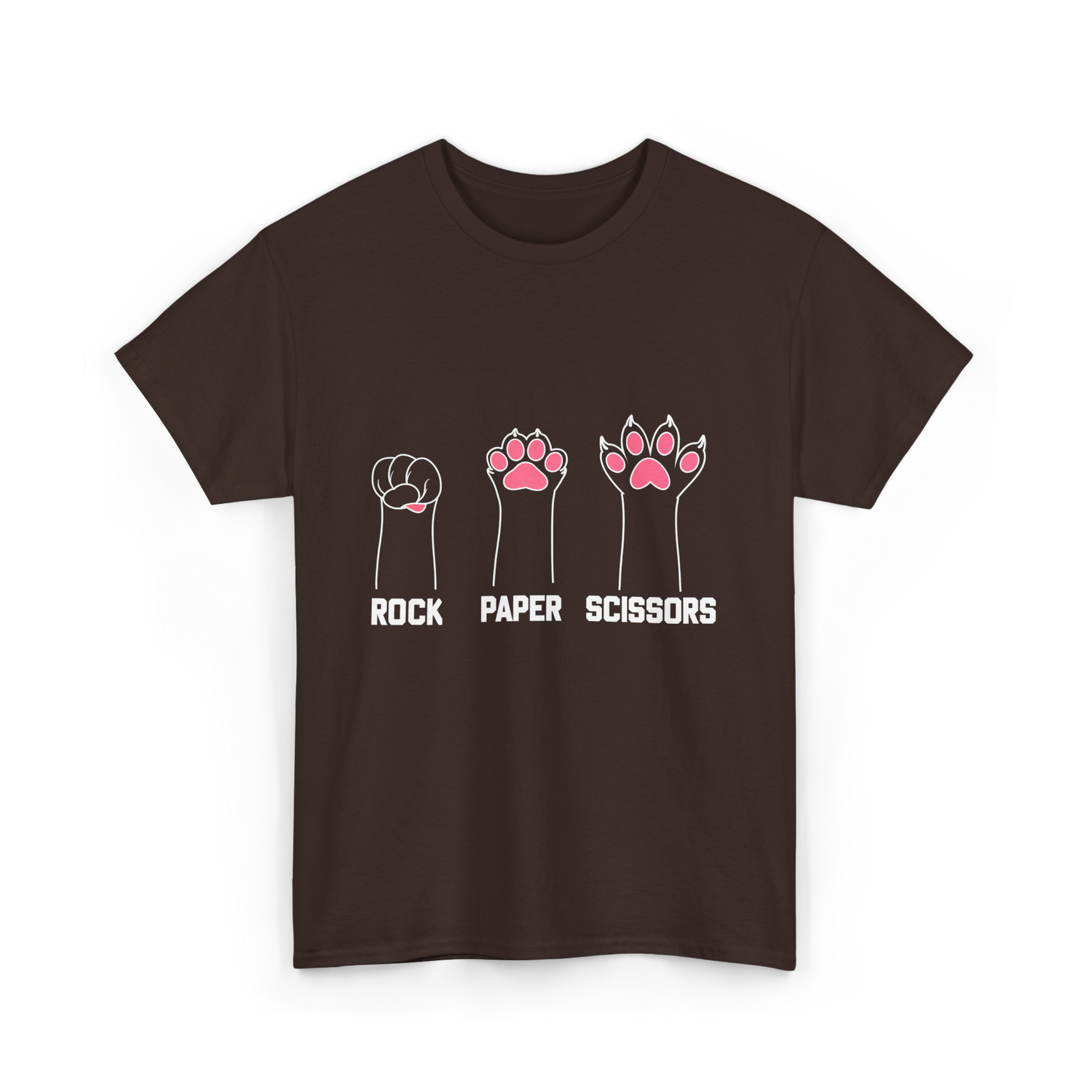 Rock Paper Scissors Cat Paw Game T-Shirt - Dark Chocolate