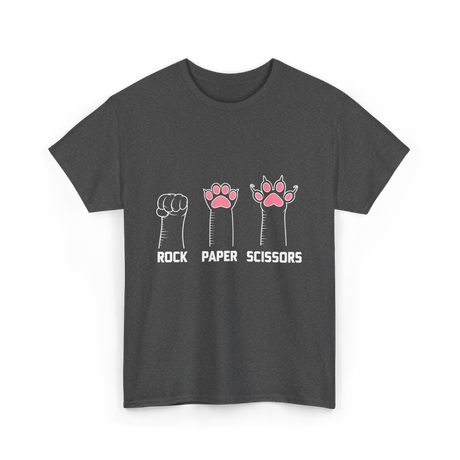 Rock Paper Scissors Cat Paws Cat T-Shirt - Dark Heather