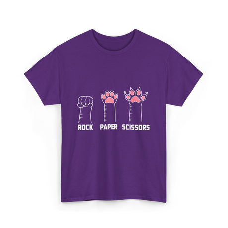 Rock Paper Scissors Cat Paws Cat T-Shirt - Purple