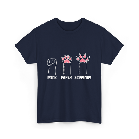 Rock Paper Scissors Cat Paws Cat T-Shirt - Navy