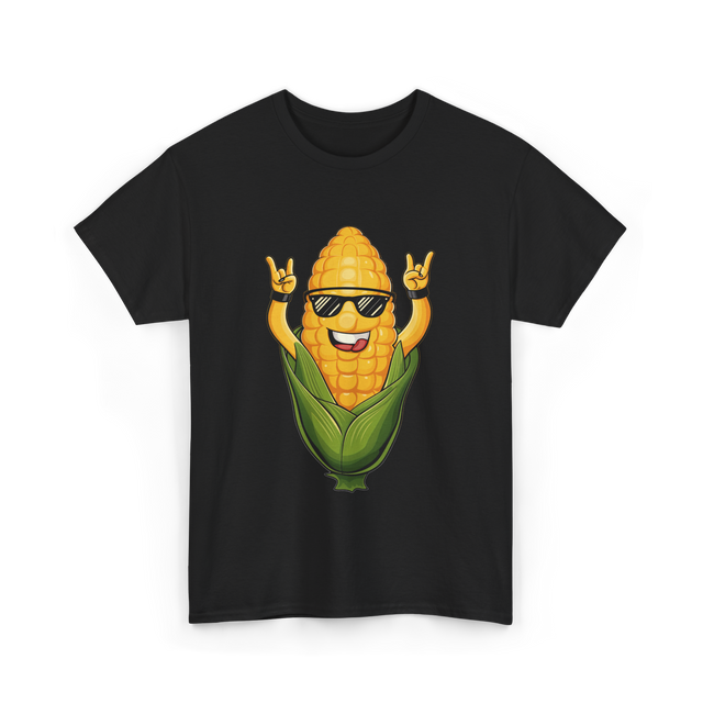 Rocking Corn Character Corn T-Shirt - Black
