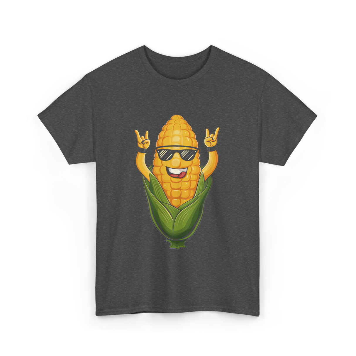 Rocking Corn Character Corn T-Shirt - Dark Heather