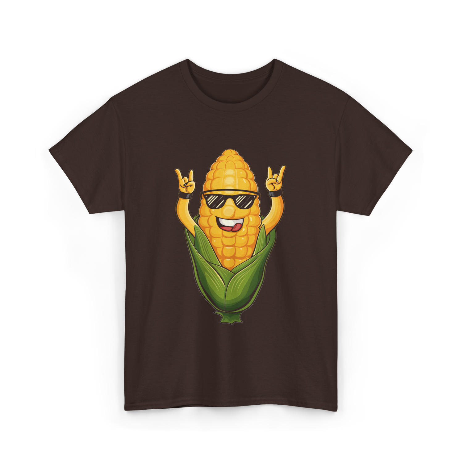 Rocking Corn Character Corn T-Shirt - Dark Chocolate