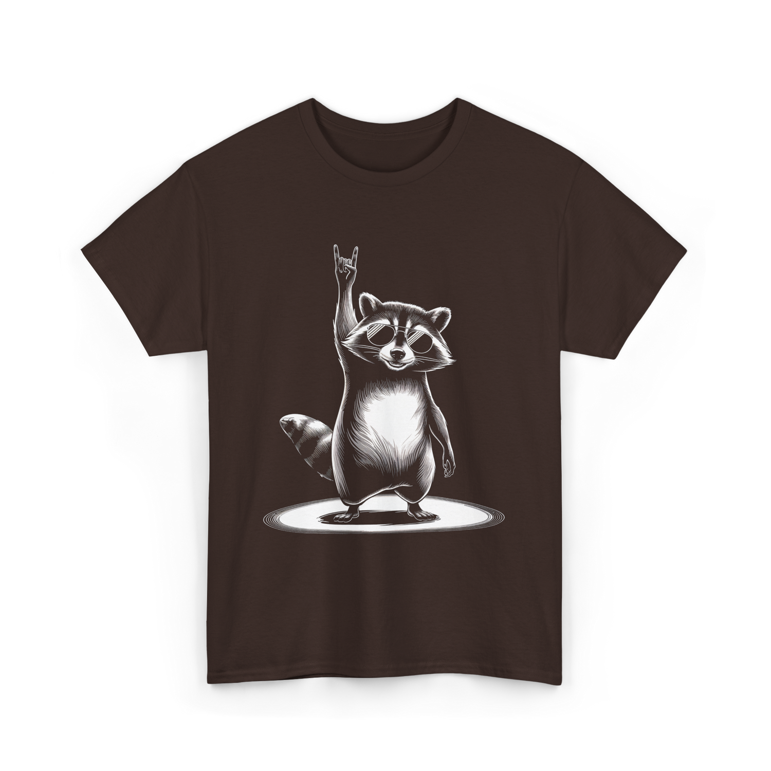 Rocking Raccoon Music Raccoon T-Shirt - Dark Chocolate