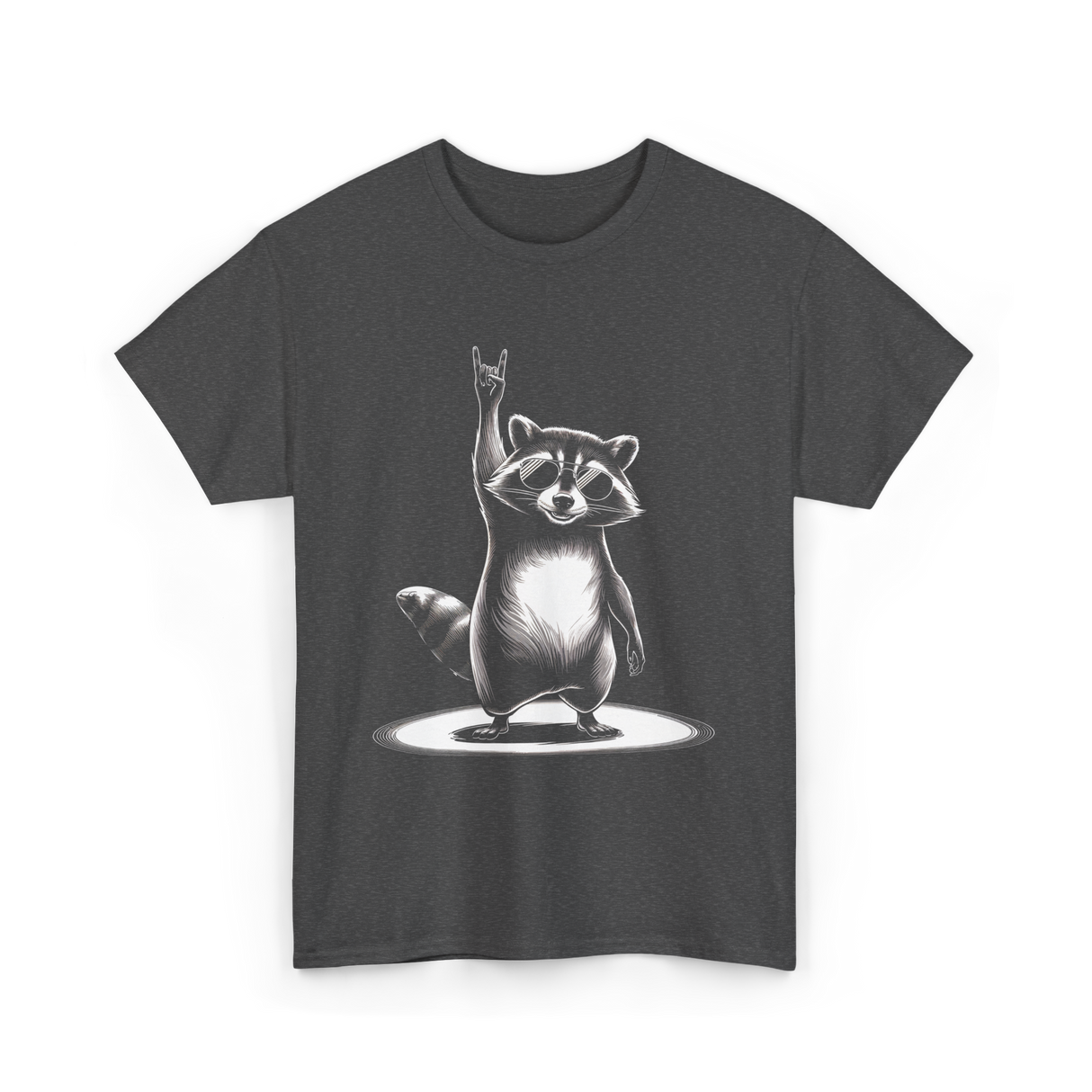 Rocking Raccoon Music Raccoon T-Shirt - Dark Heather