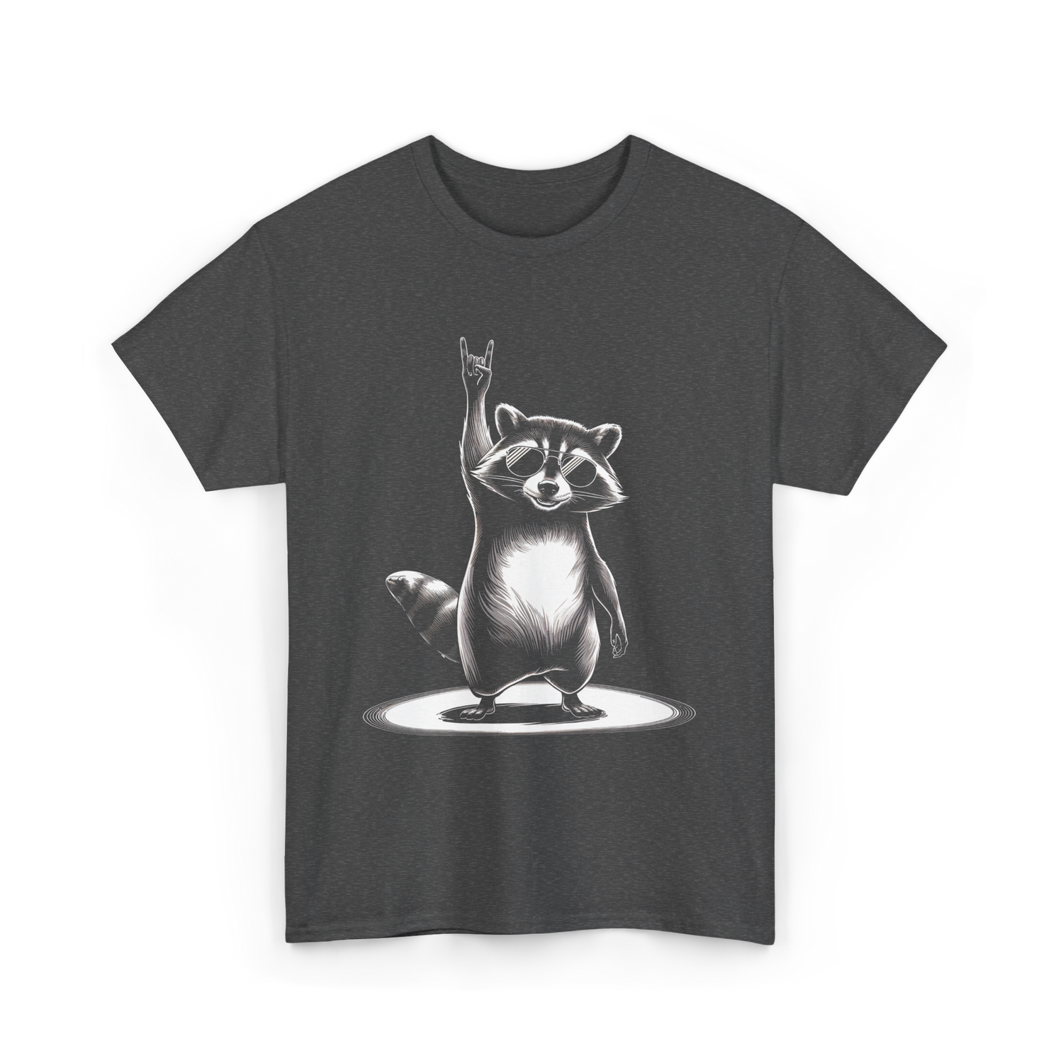 Rocking Raccoon Music Raccoon T-Shirt - Dark Heather