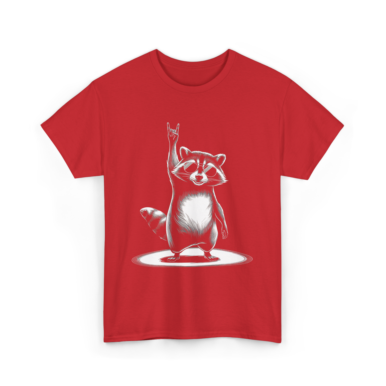 Rocking Raccoon Music Raccoon T-Shirt - Red