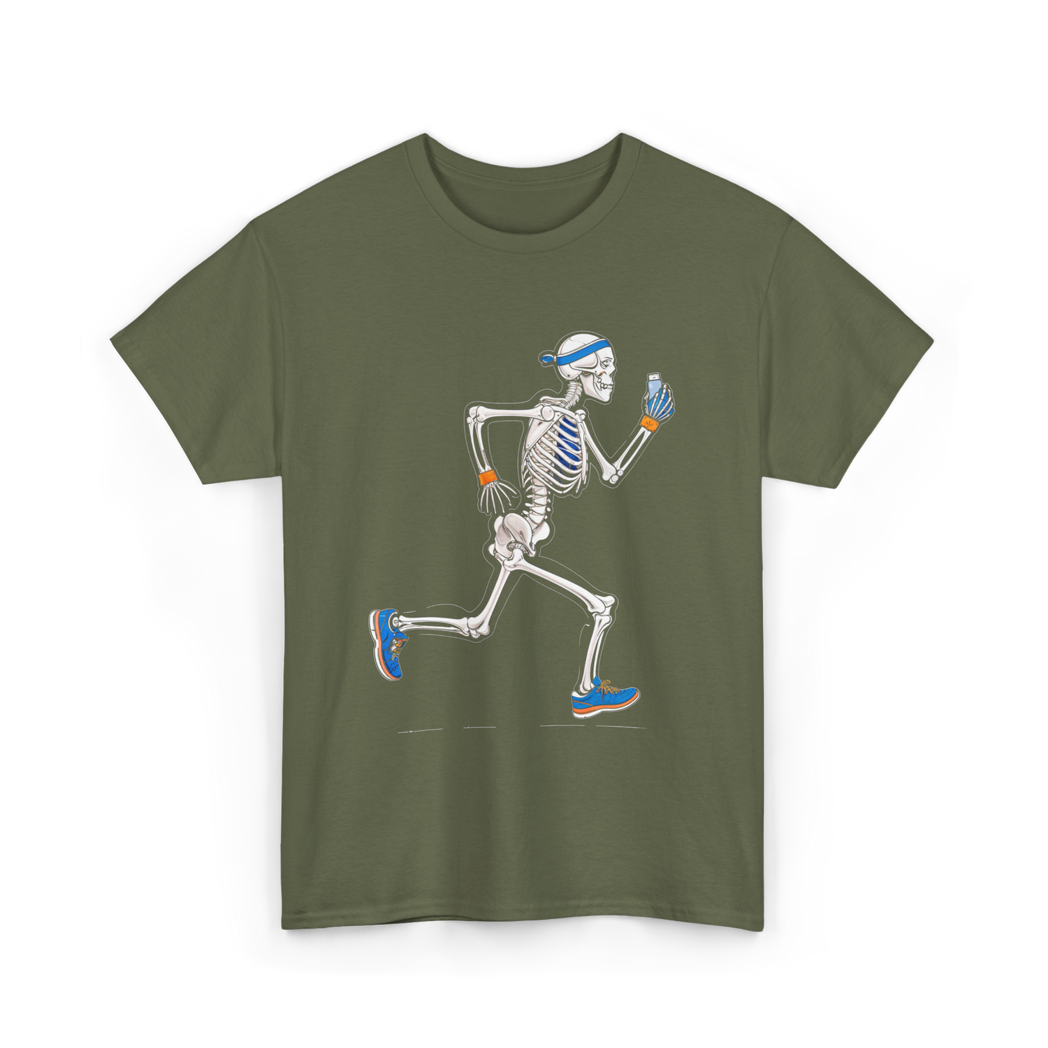 Running Skeleton Skeleton Runner T-Shirt - Military Green