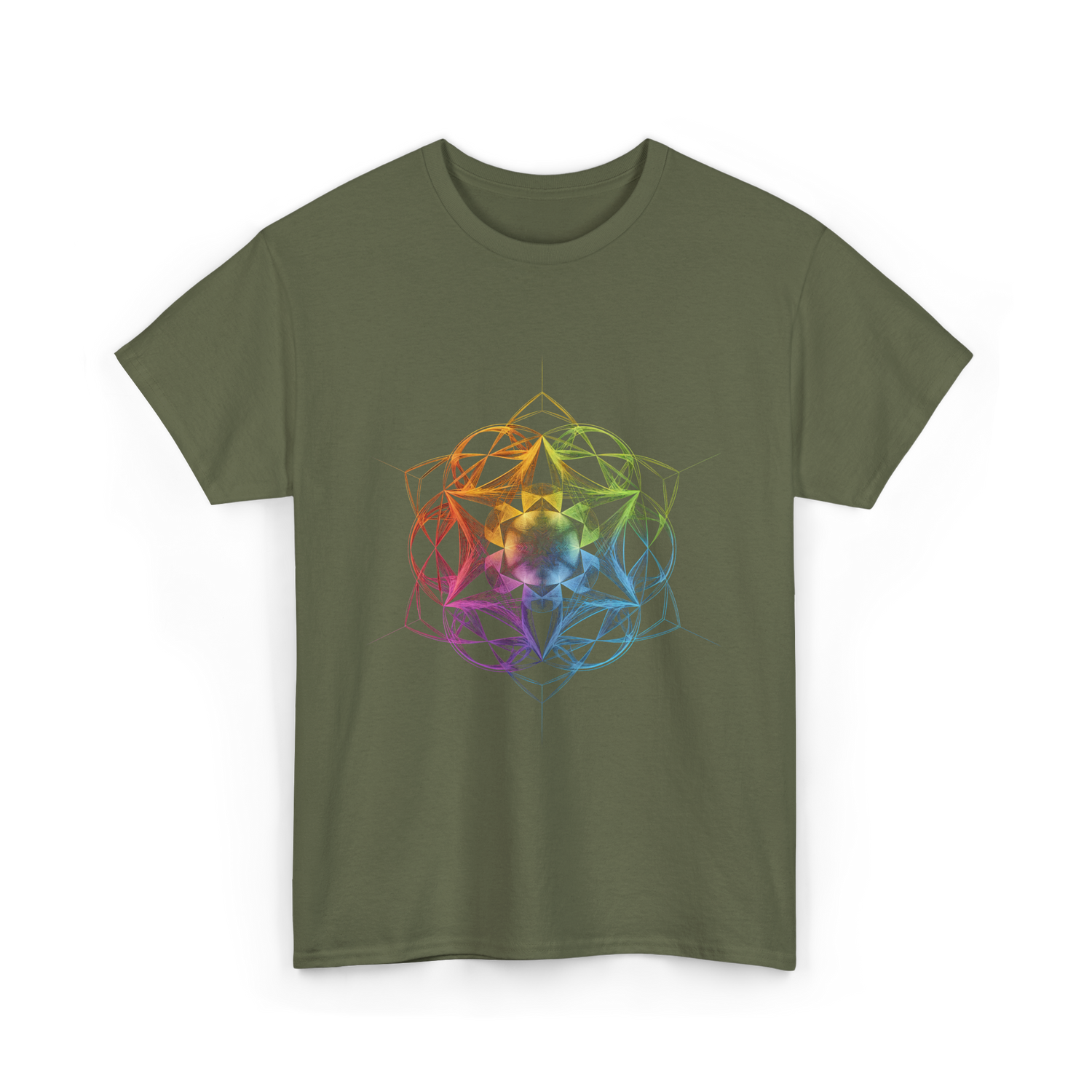 Sacred Geometry Colors Chakra T-Shirt - Military Green