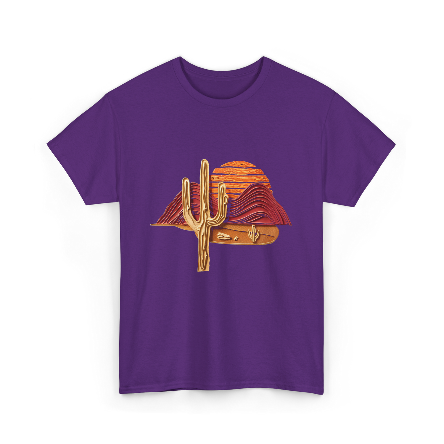 Saguaro Sunset Desert Cactus T-Shirt - Purple