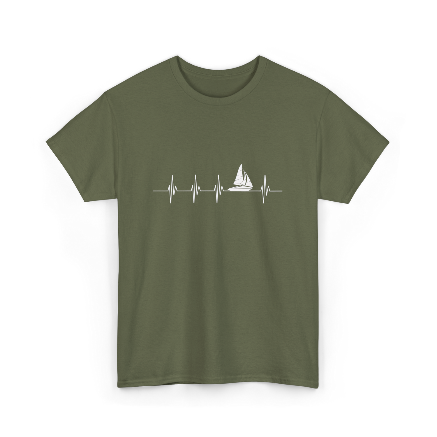 Sailing Heartbeat Sailing Sailors T-Shirt - Military Green