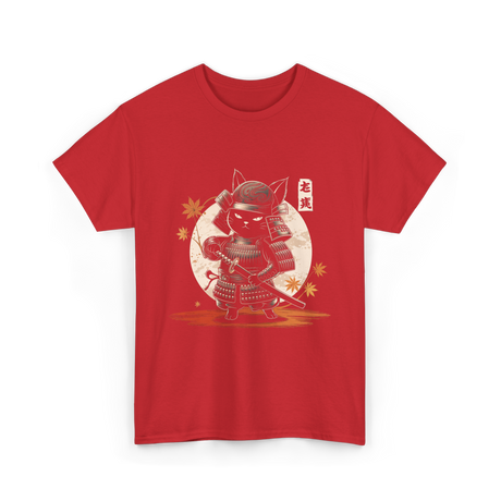 Samurai Cat Kawaii Ninja Cat T-Shirt - Red