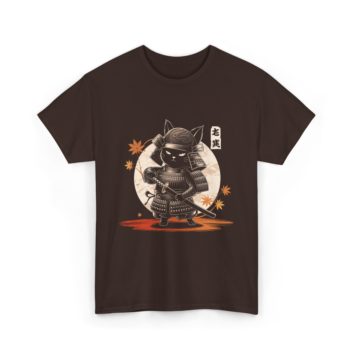 Samurai Cat Kawaii Ninja Cat T-Shirt - Dark Chocolate
