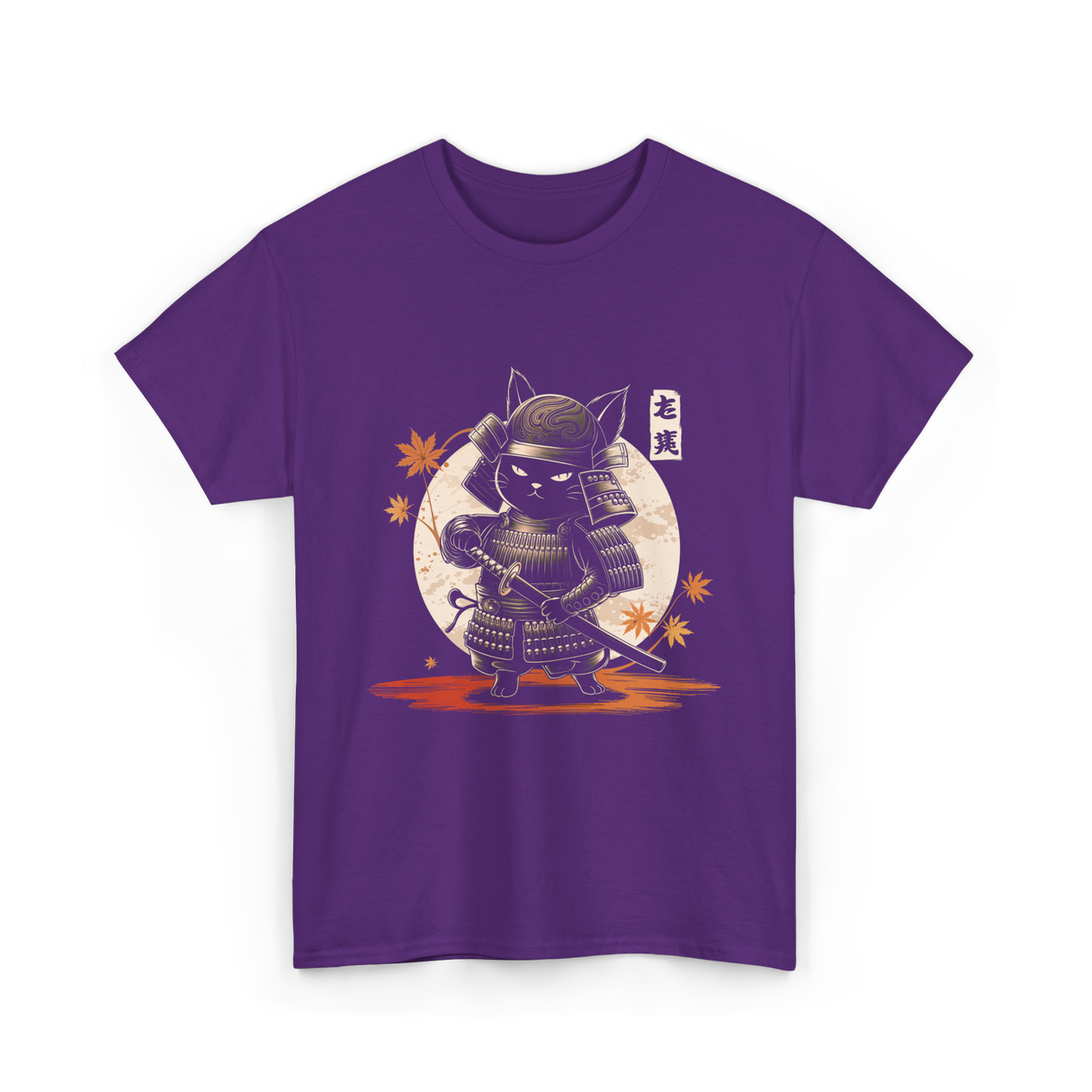 Samurai Cat Kawaii Ninja Cat T-Shirt - Purple