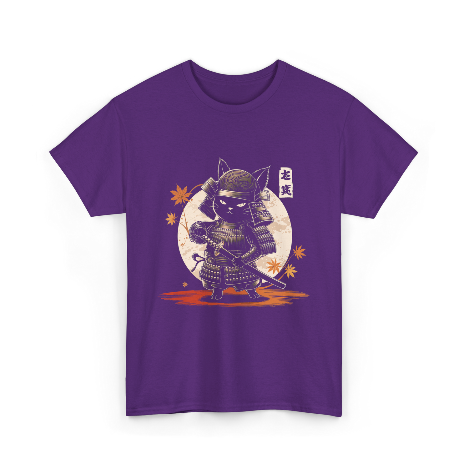 Samurai Cat Kawaii Ninja Cat T-Shirt - Purple