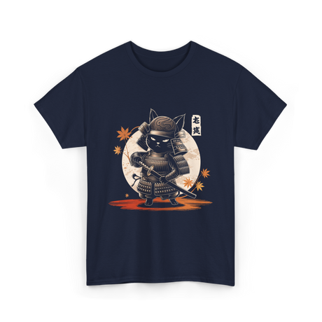 Samurai Cat Kawaii Ninja Cat T-Shirt - Navy