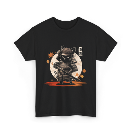 Samurai Cat Kawaii Ninja Cat T-Shirt - Black