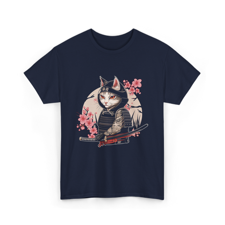 Samurai Cat Tattoo Cat T-Shirt - Navy