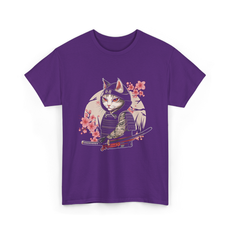 Samurai Cat Tattoo Cat T-Shirt - Purple