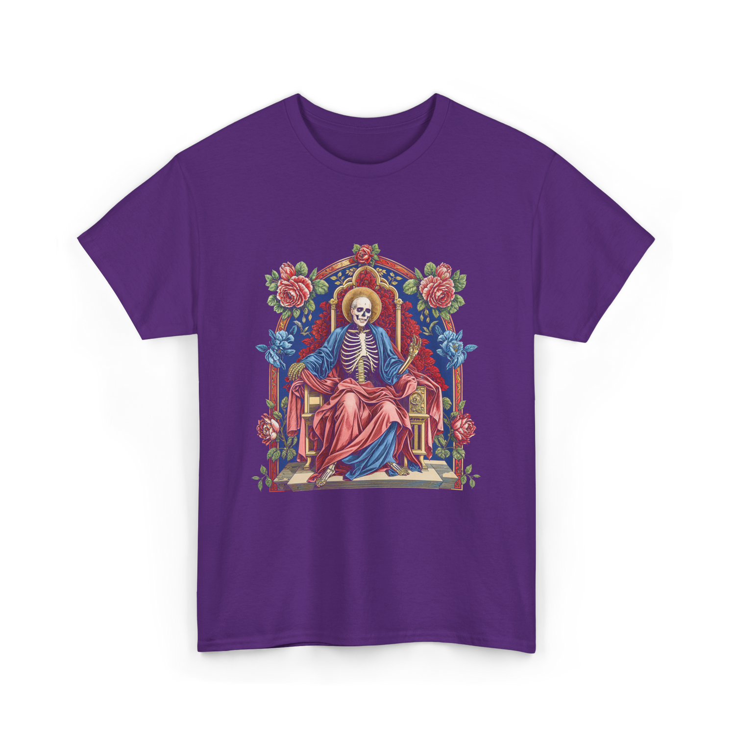 Santa Muerte Saint Death Skeleton T-Shirt - Purple