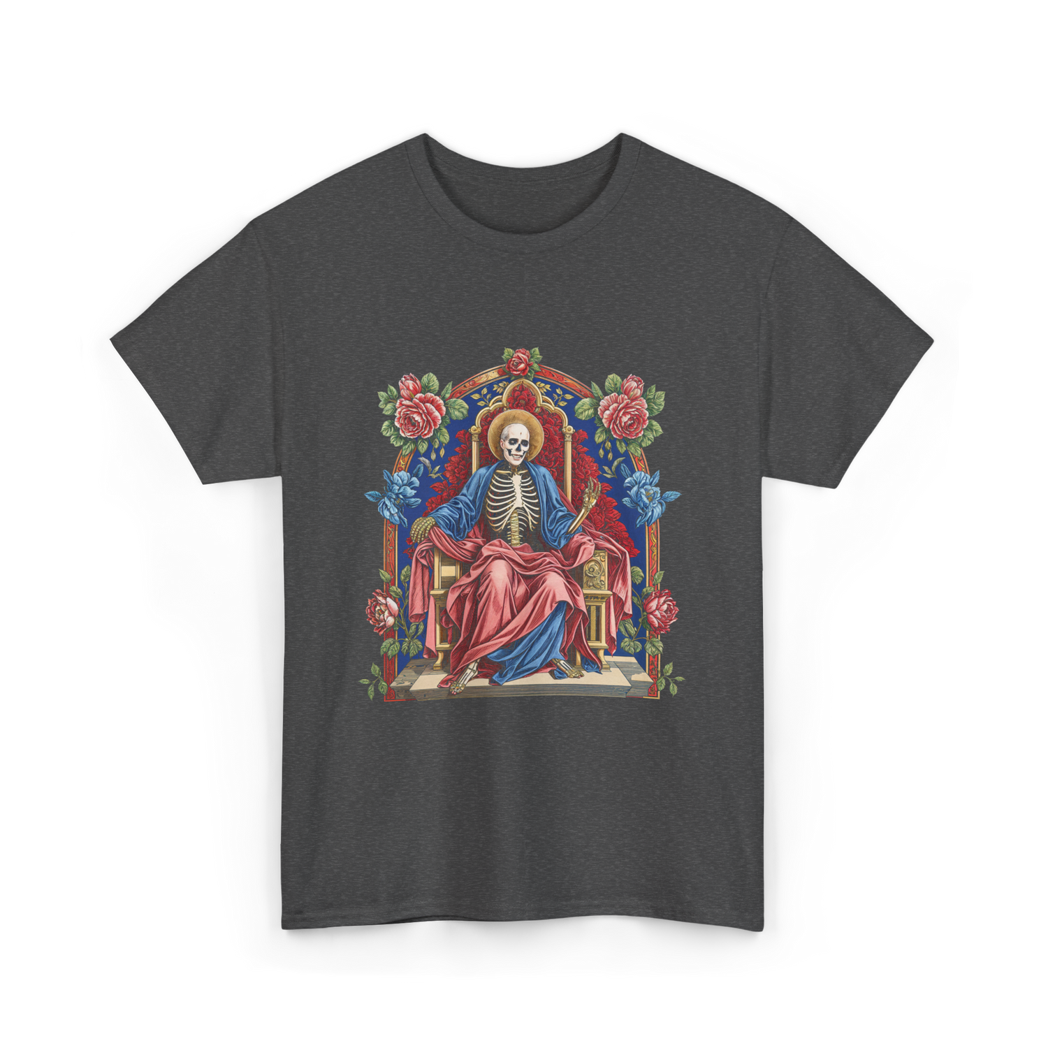Santa Muerte Saint Death Skeleton T-Shirt - Dark Heather