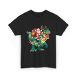 Santa Riding Dinosaur Christmas T-Shirt - Black