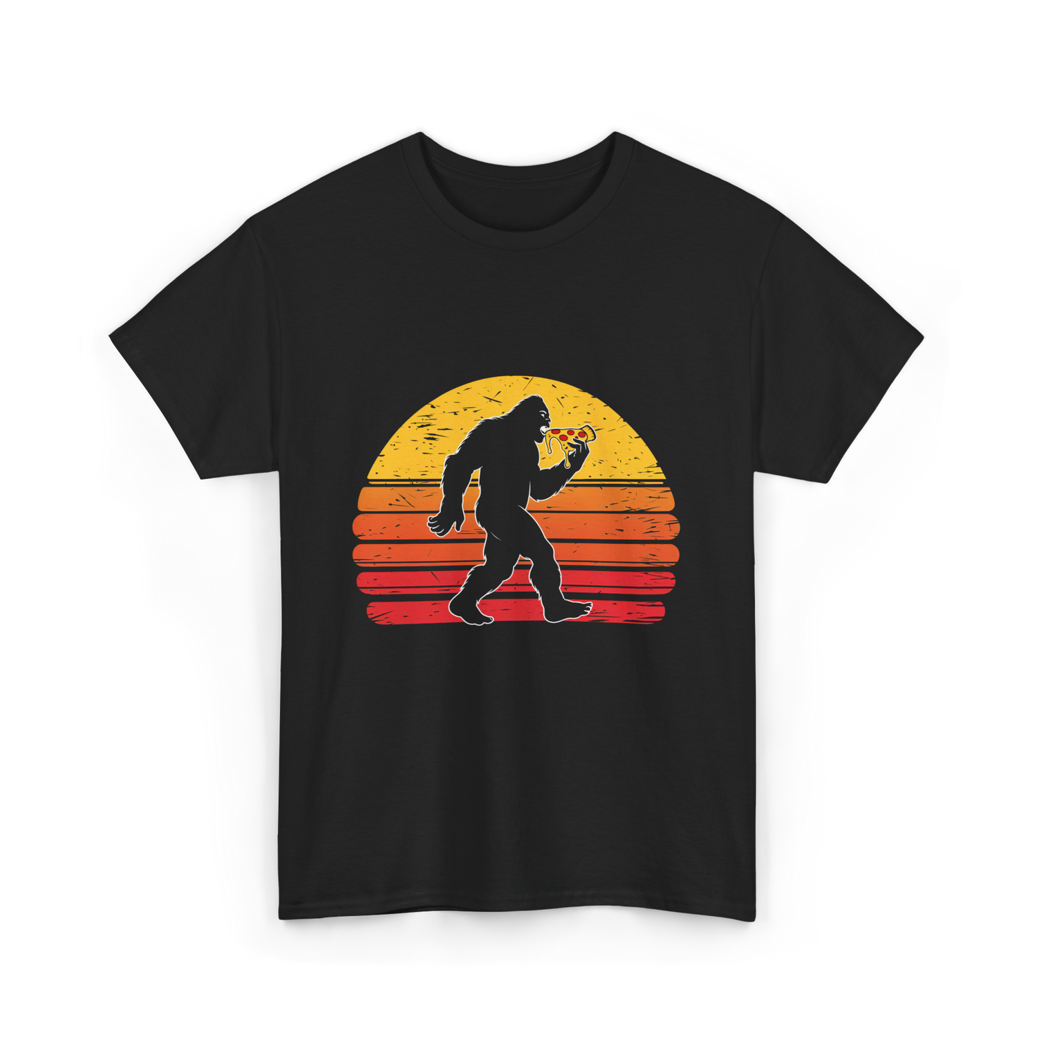 Sasquatch and Pizza Bigfoot T-Shirt - Black