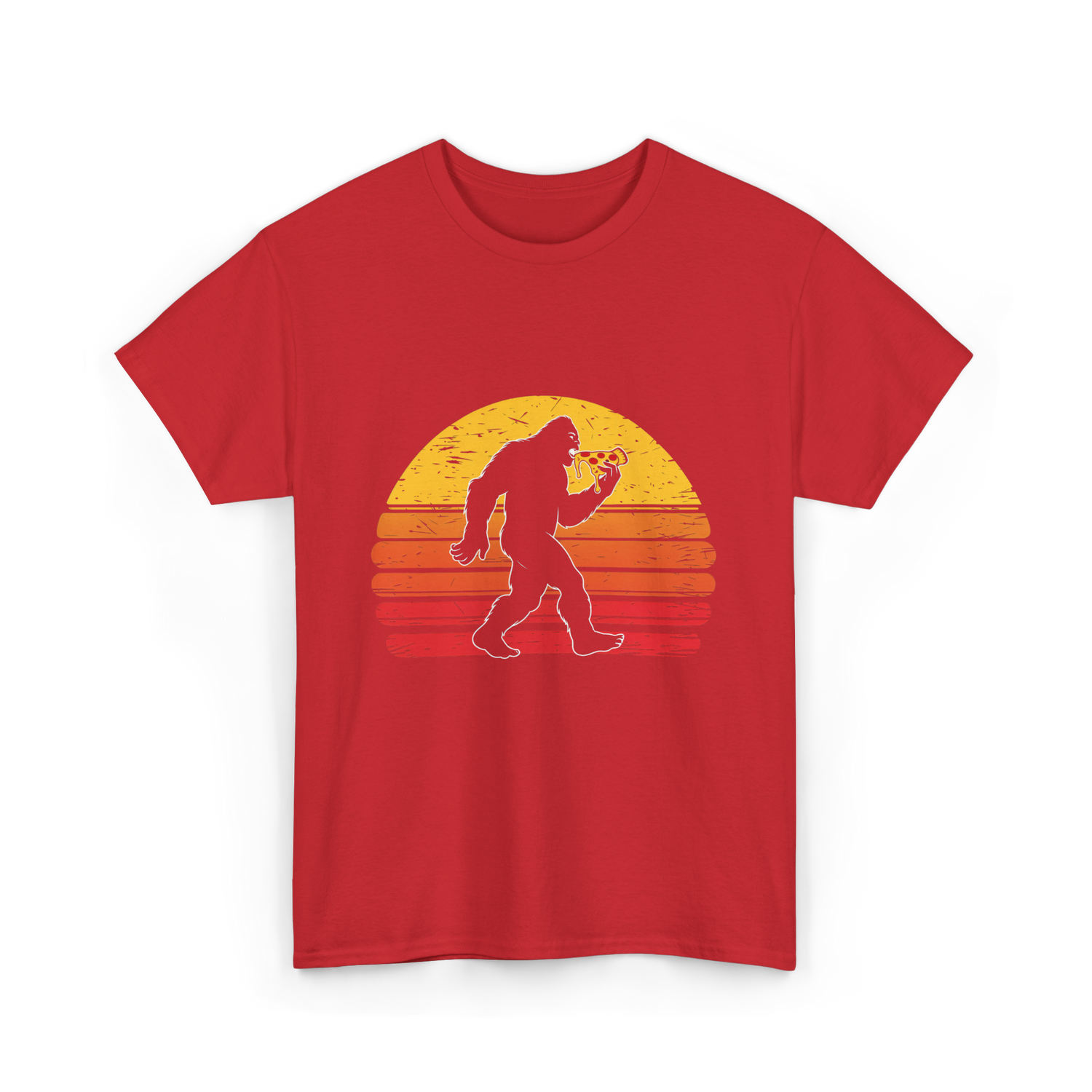 Sasquatch and Pizza Bigfoot T-Shirt - Red