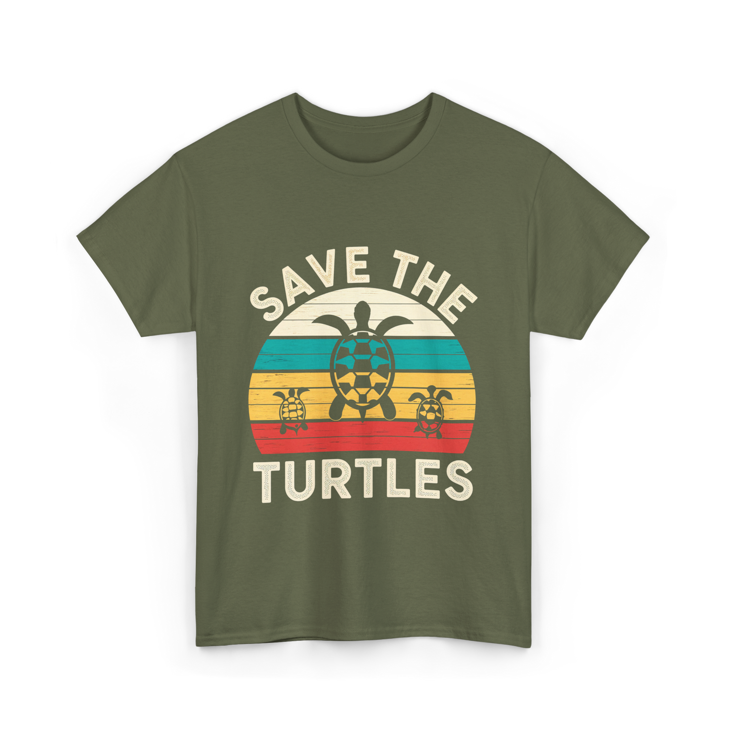 Save The Turtles Animal Rights T-Shirt - Military Green