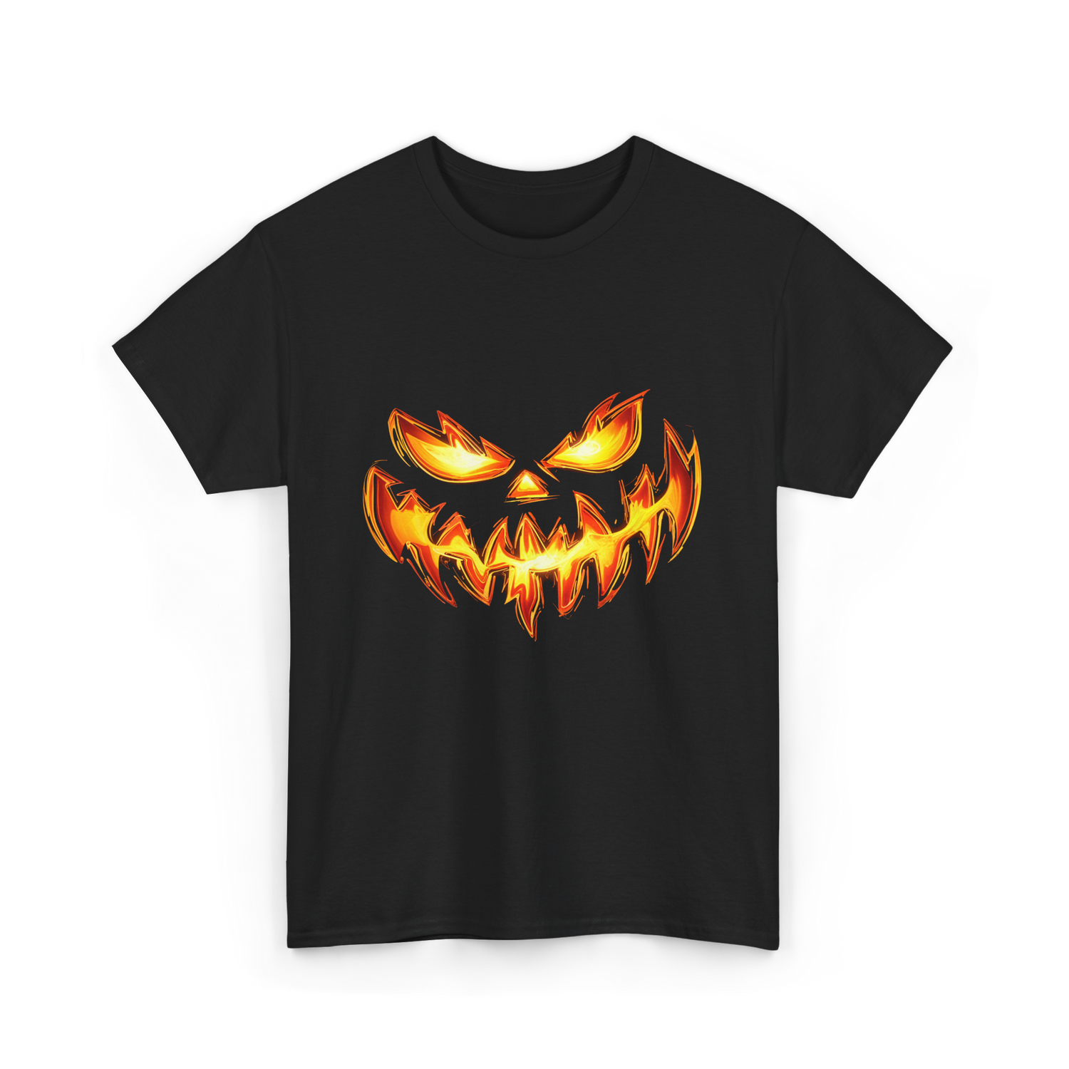 Scary Carved Pumpkin Halloween T-Shirt - Black