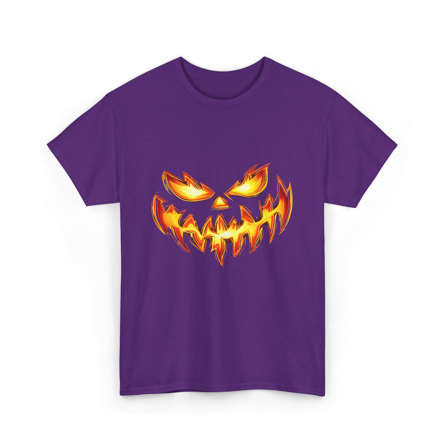 Scary Carved Pumpkin Halloween T-Shirt - Purple