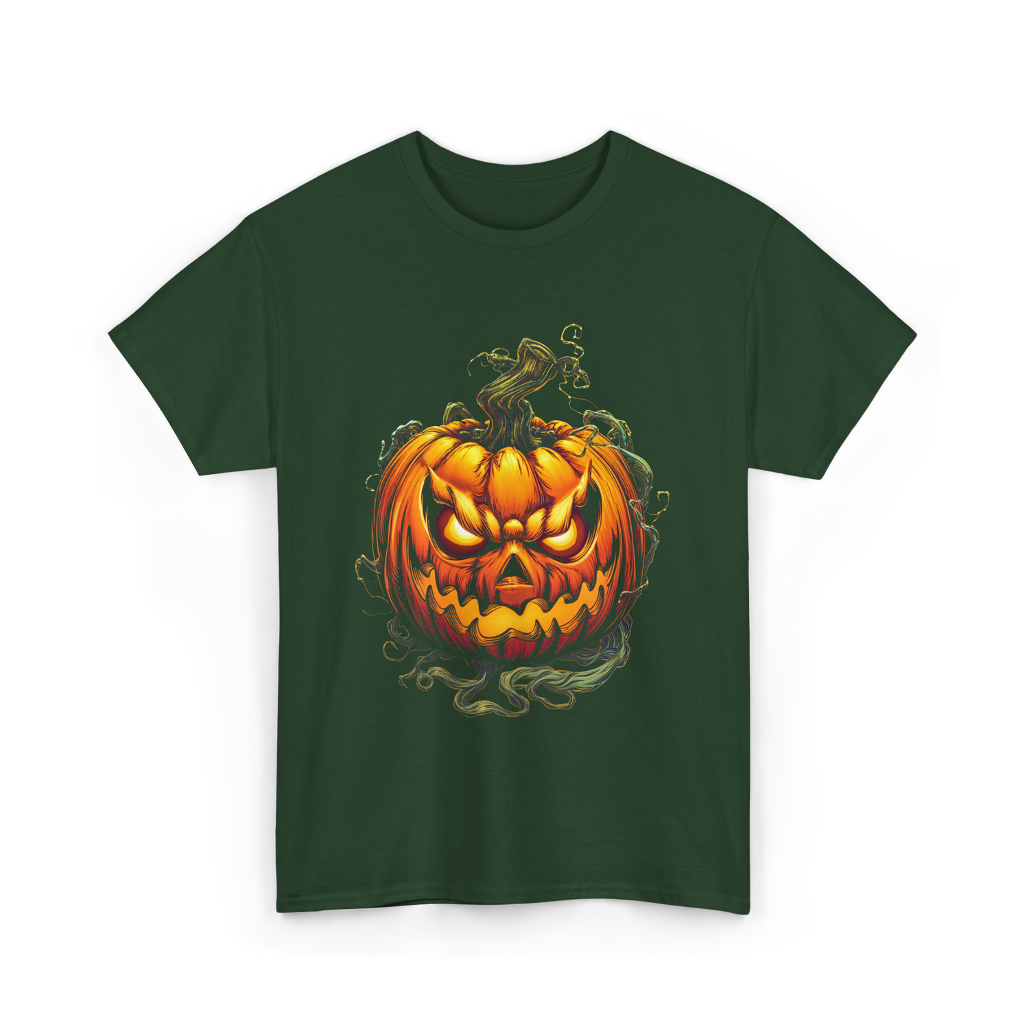Scary Pumpkin Halloween Autumn T-Shirt - Forest Green