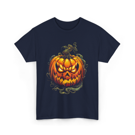 Scary Pumpkin Halloween Autumn T-Shirt - Navy