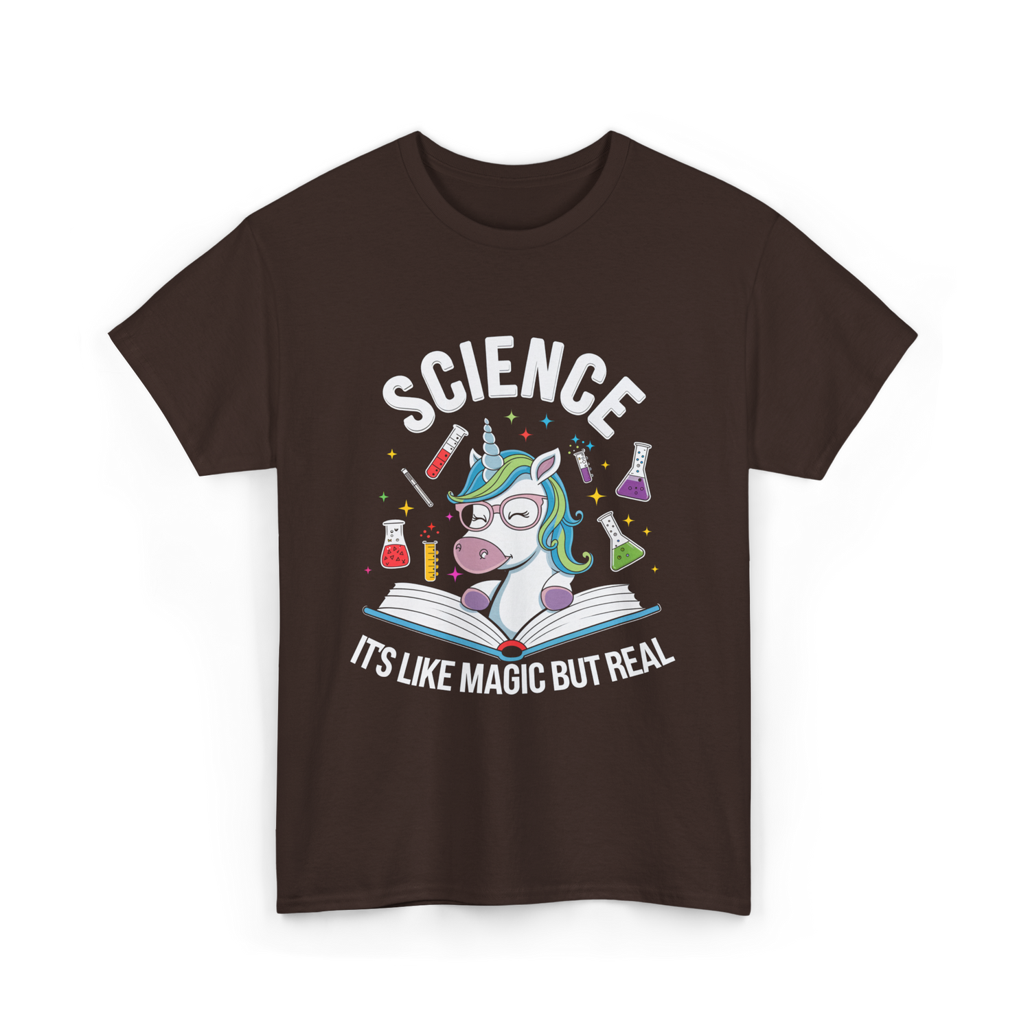 Science It's Like Magic Unicorn T-Shirt - Dark Chocolate