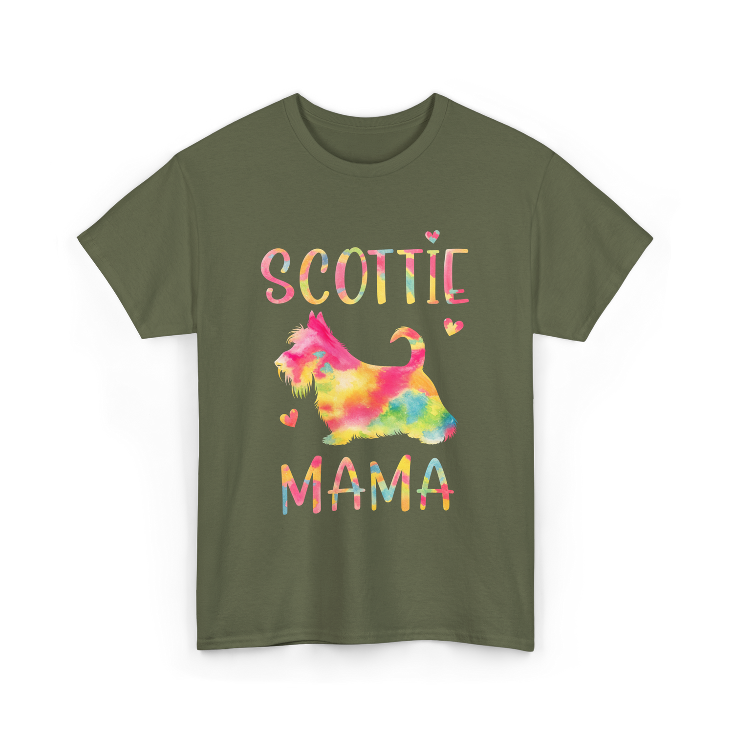 Scottie Mama Scottish Terrier Dog T-Shirt - Military Green