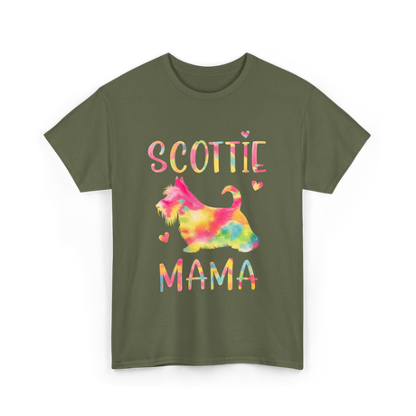 Scottie Mama Scottish Terrier Dog T-Shirt - Military Green