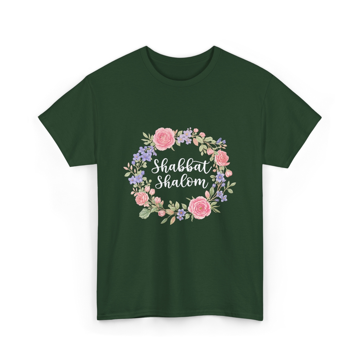 Shabbat Shalom Jewish Celebration T-Shirt - Forest Green