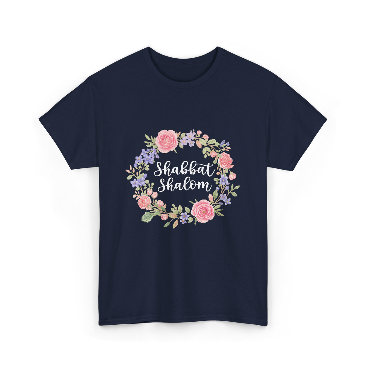 Shabbat Shalom Jewish Celebration T-Shirt - Navy
