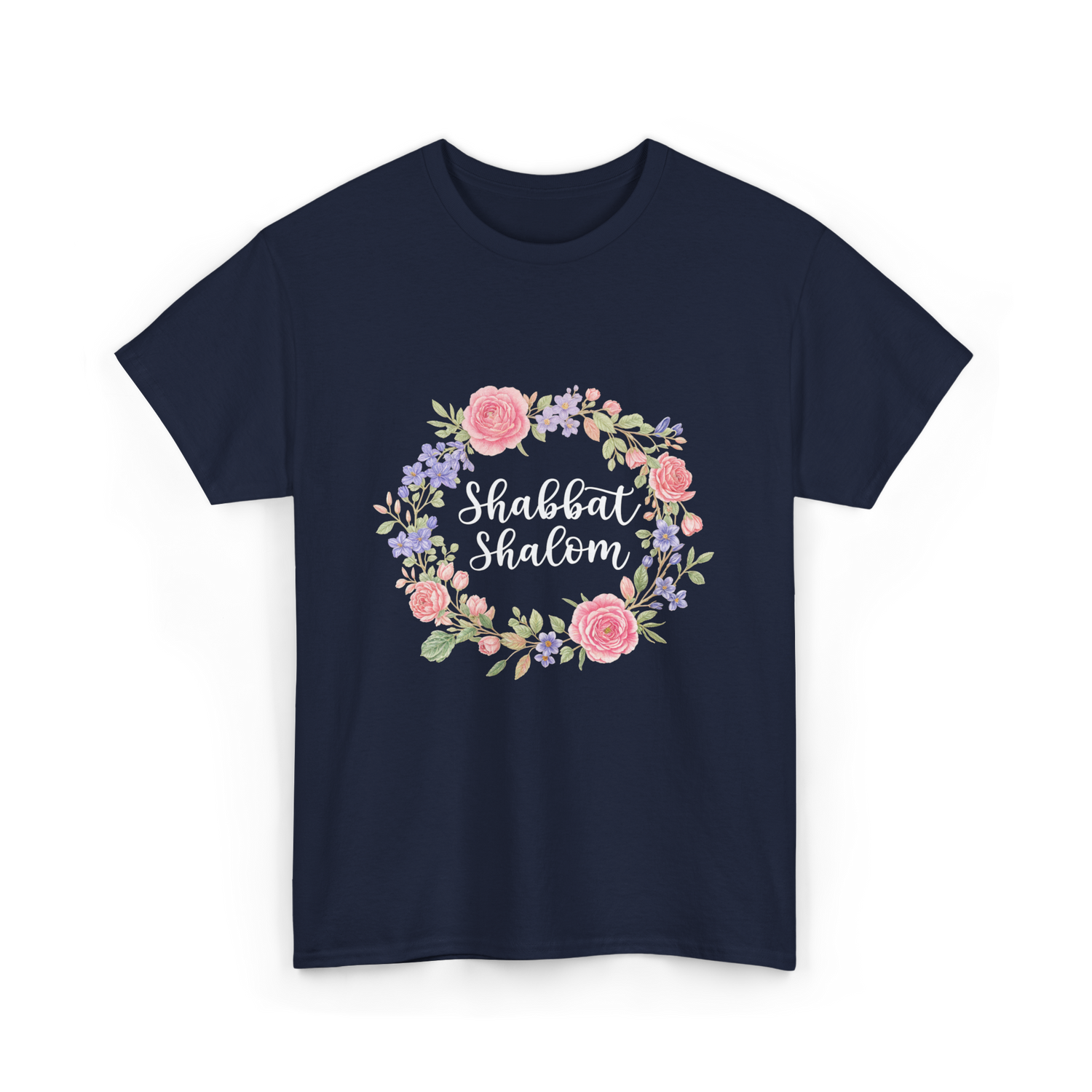 Shabbat Shalom Jewish Celebration T-Shirt - Navy