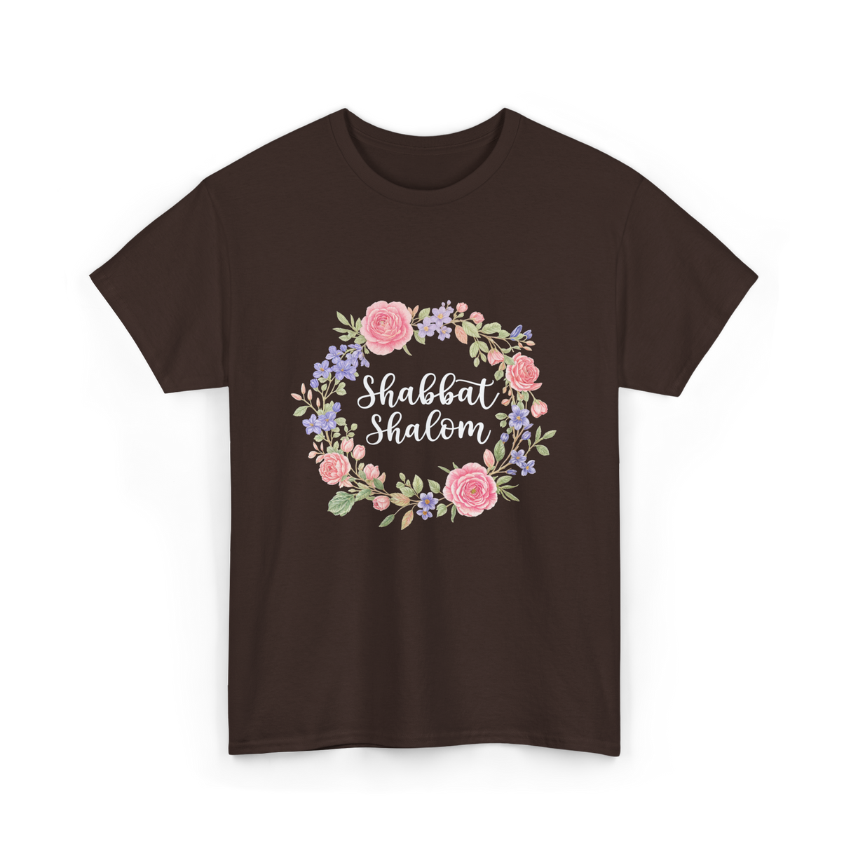 Shabbat Shalom Jewish Celebration T-Shirt - Dark Chocolate