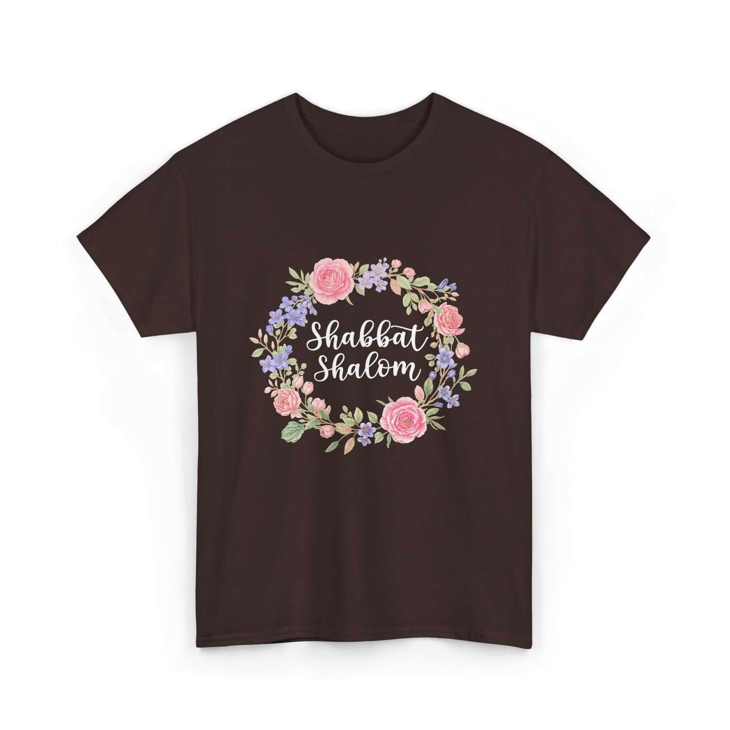 Shabbat Shalom Jewish Celebration T-Shirt - Dark Chocolate