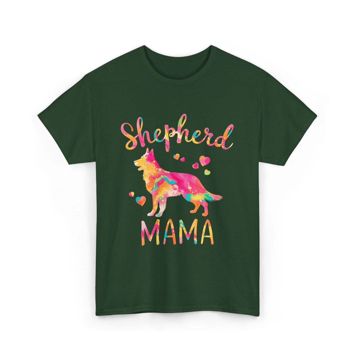Shepherd Mama Colorful Shepherd T-Shirt - Forest Green