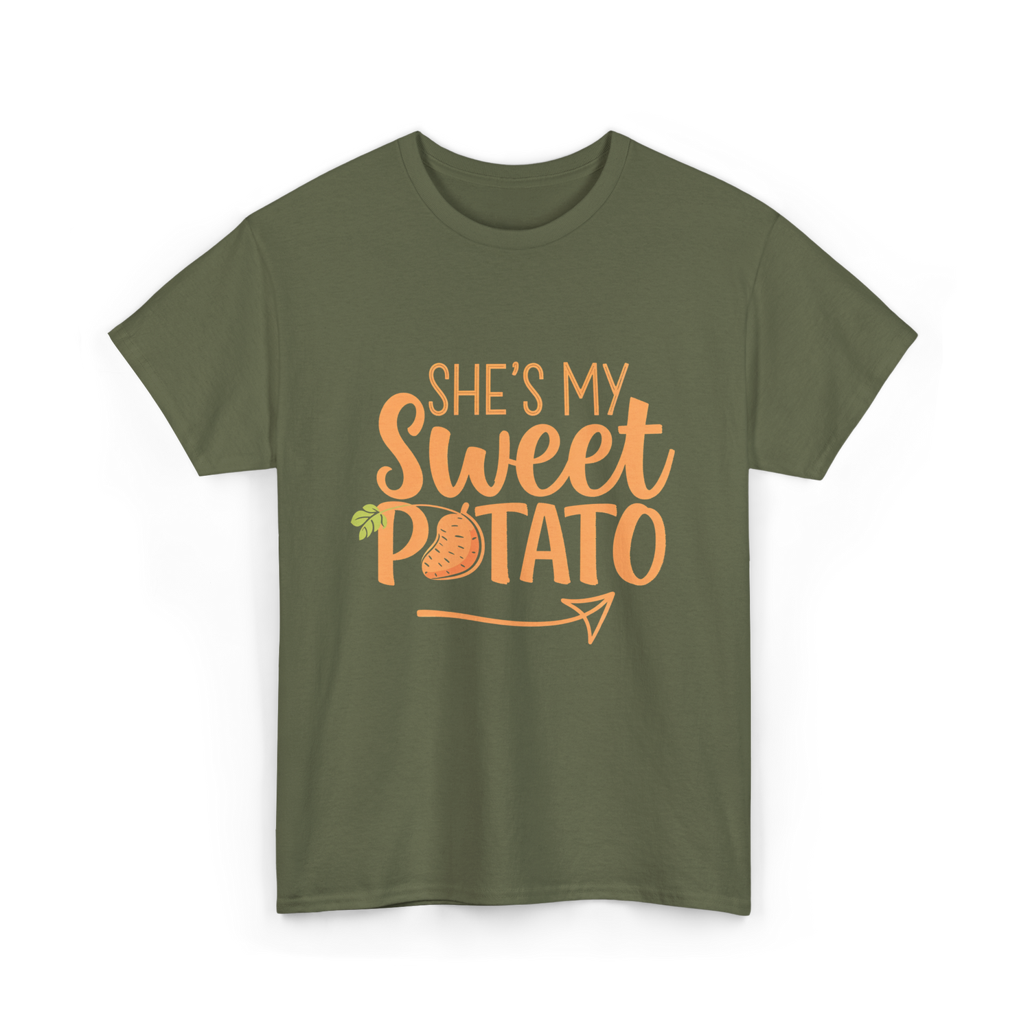 She's My Sweet Potato Thanksgiving T-Shirt - Military Green
